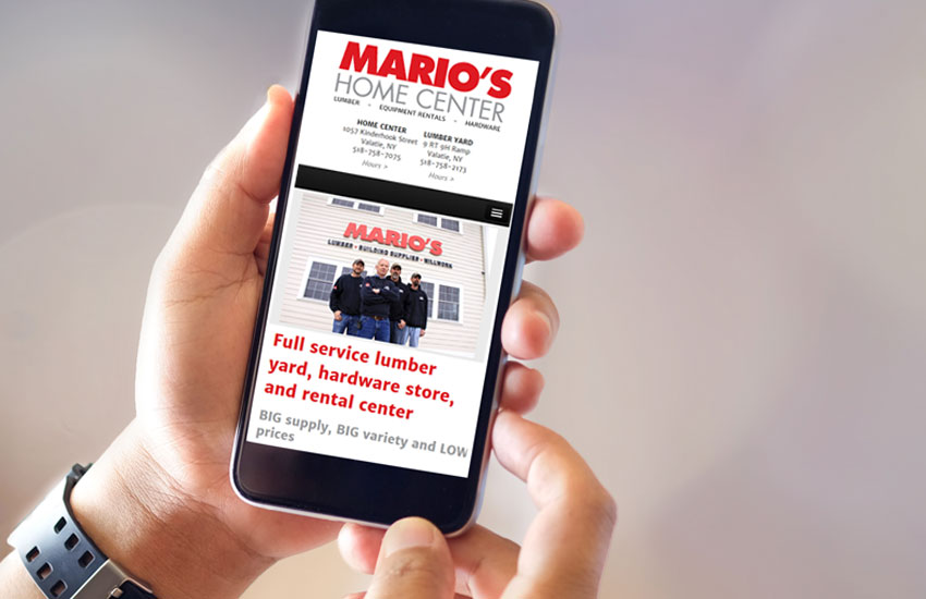 Mario's True Value Mobile Website View