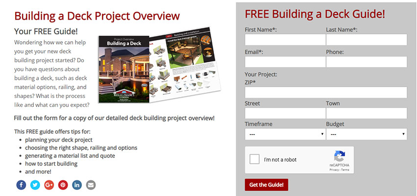 Image of lead generation pages for Kelly-Fradet Lumber