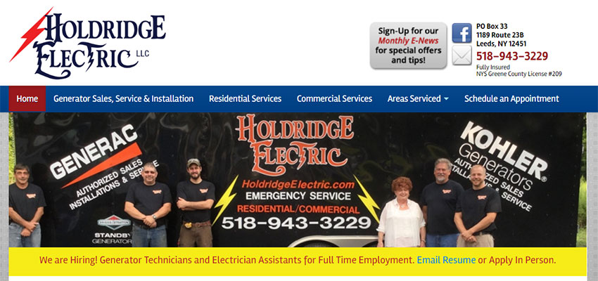 Image of Holdridge Electric's Website