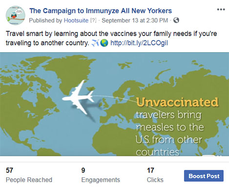 Image of a NYSACHO Facebook post
