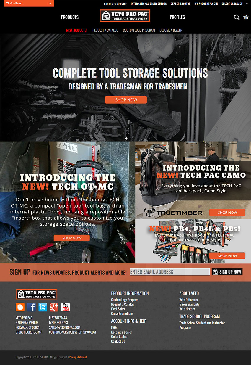 Desktop view of website home landing page.