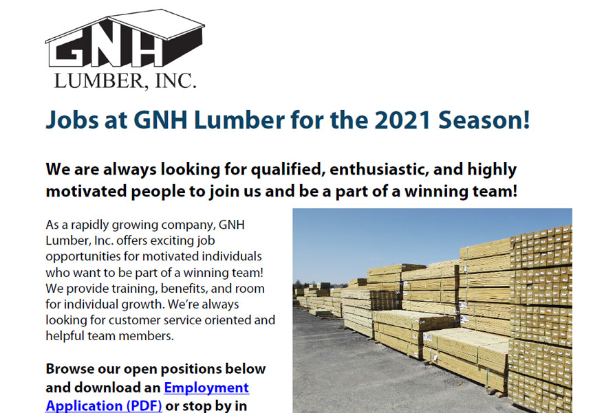 GNH Jobs Available Flyer