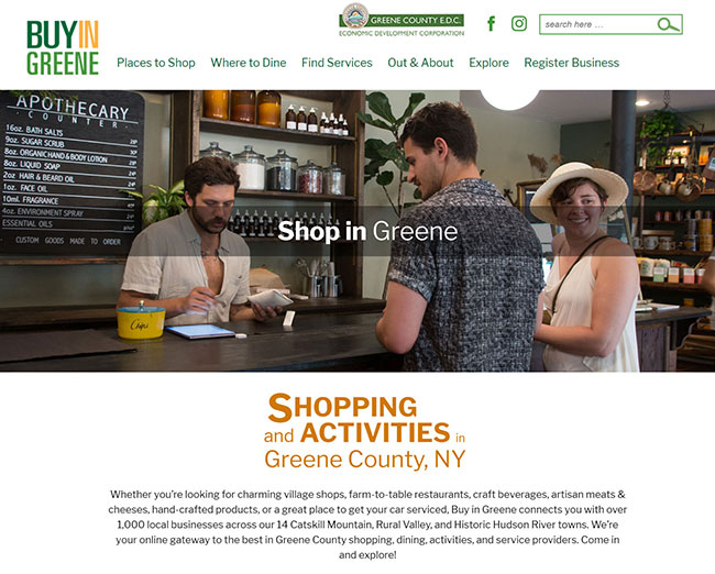 Buy in Greene website homepage