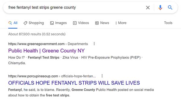 Google Search Results Fentanyl Campaign