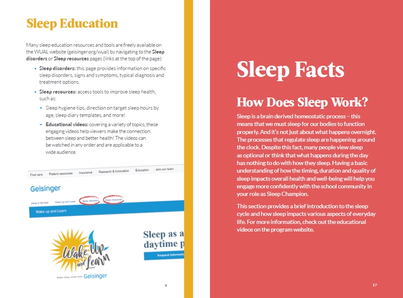WUAL - Sleep Resource Book additional Pages