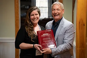 Jeff Friedman presenting Hall of Fame award to Kathleen Holdridge 2022