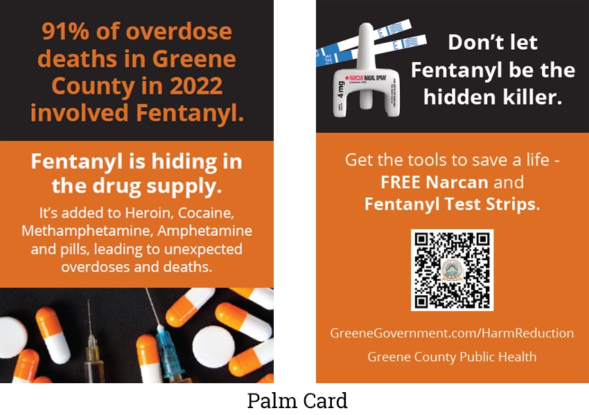 Greene County Harm Reduction Palm Card 2023